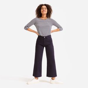 Everlane wide leg crop pants navy.